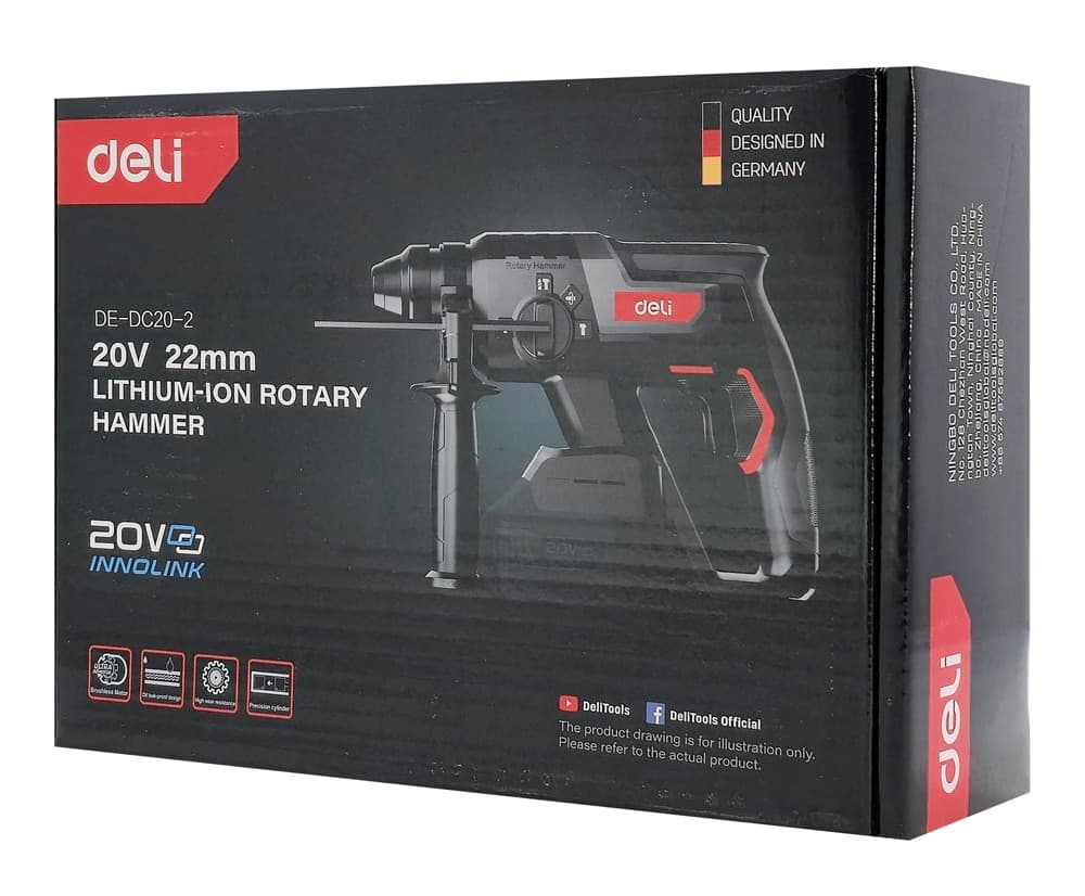 DELI κρουστικό σκαπτικό μπαταρίας DE-DC20-2, Brushless, 20V, 2J 3