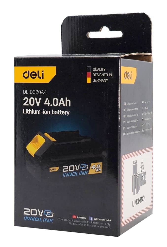DELI μπαταρία λιθίου για εργαλεία μπαταρίας DL-DC20A4, 20V 4Ah 3