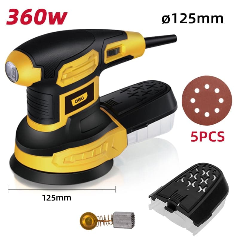 DELI έκκεντρο τριβείο DL-SG125-E3, 360W, Φ125mm, ρυθμιζόμενη ταχύτητα & συλλέκτη 2