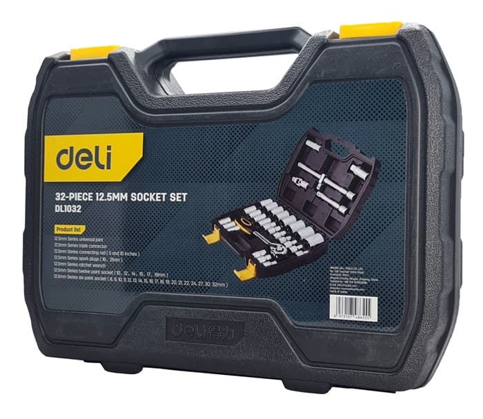 DELI σετ καστάνια με καρυδάκια DL1032, με θήκη, 1/2", Cr-V, 32τμχ 3