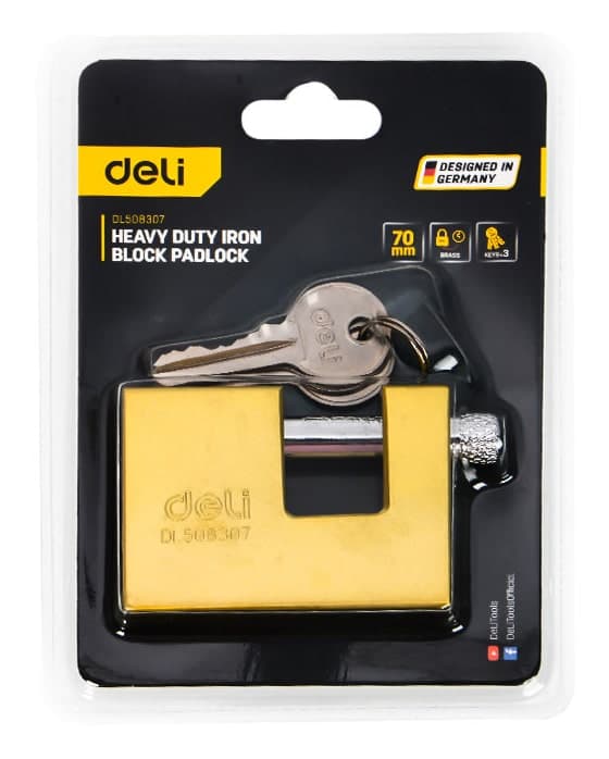 DELI λουκέτο τάκου με κλειδί DL508307, heavy duty, 70mm 3