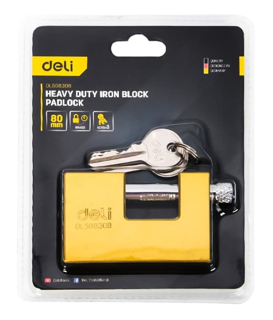 DELI λουκέτο τάκου με κλειδί DL508308, heavy duty, 80mm 3