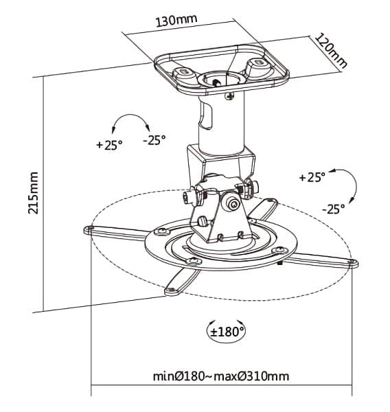 BRATECK Βάση για projectors EPB-2, οροφής, 360° περιστροφή, 15kg 8