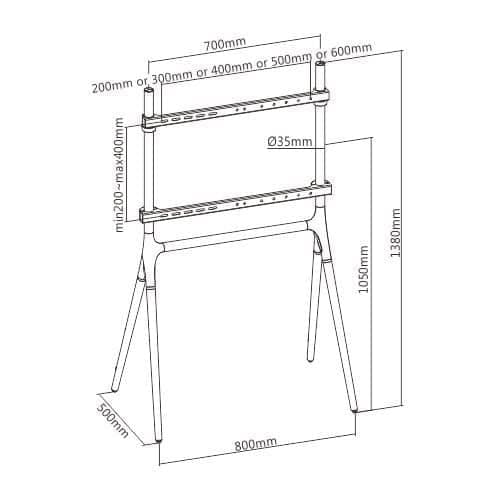 BRATECK βάση τηλεόρασης δαπέδου FS12-46F-01, 49-70", έως 40kg 8