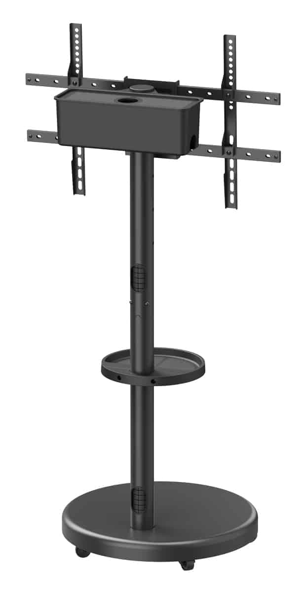 BRATECK βάση τηλεόρασης δαπέδου FS38-46TWE, 37-86", έως 50kg, με ράφι & cable management, ροδάκια, μαύρη 5