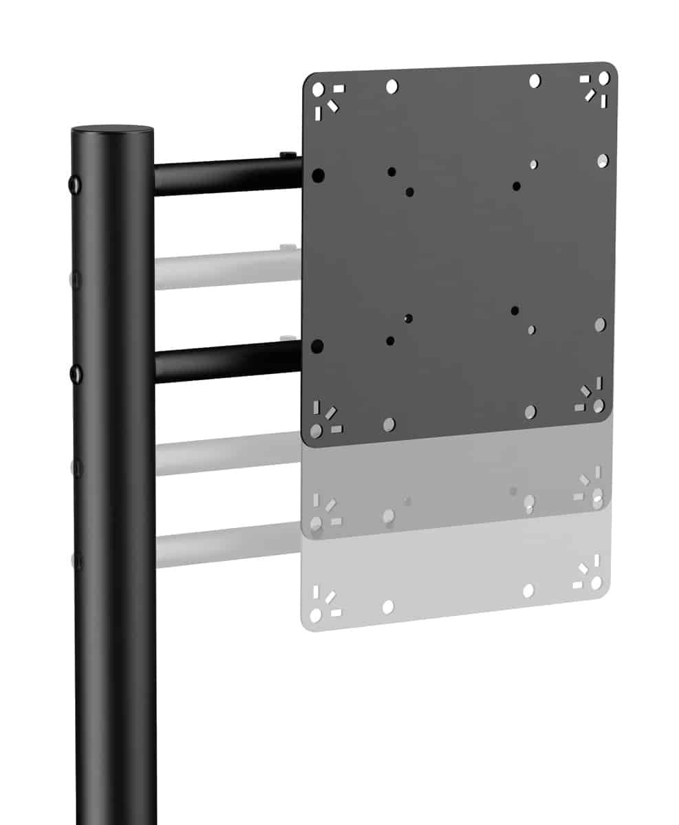 BRATECK βάση τηλεόρασης δαπέδου FS54-22T-02W, 17-43", έως 15kg, με ράφι & ροδάκια, μαύρη 2