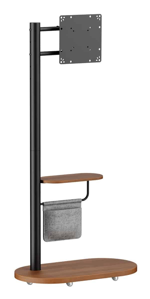 BRATECK βάση τηλεόρασης δαπέδου FS54-22T-02W, 17-43", έως 15kg, με ράφι & ροδάκια, μαύρη