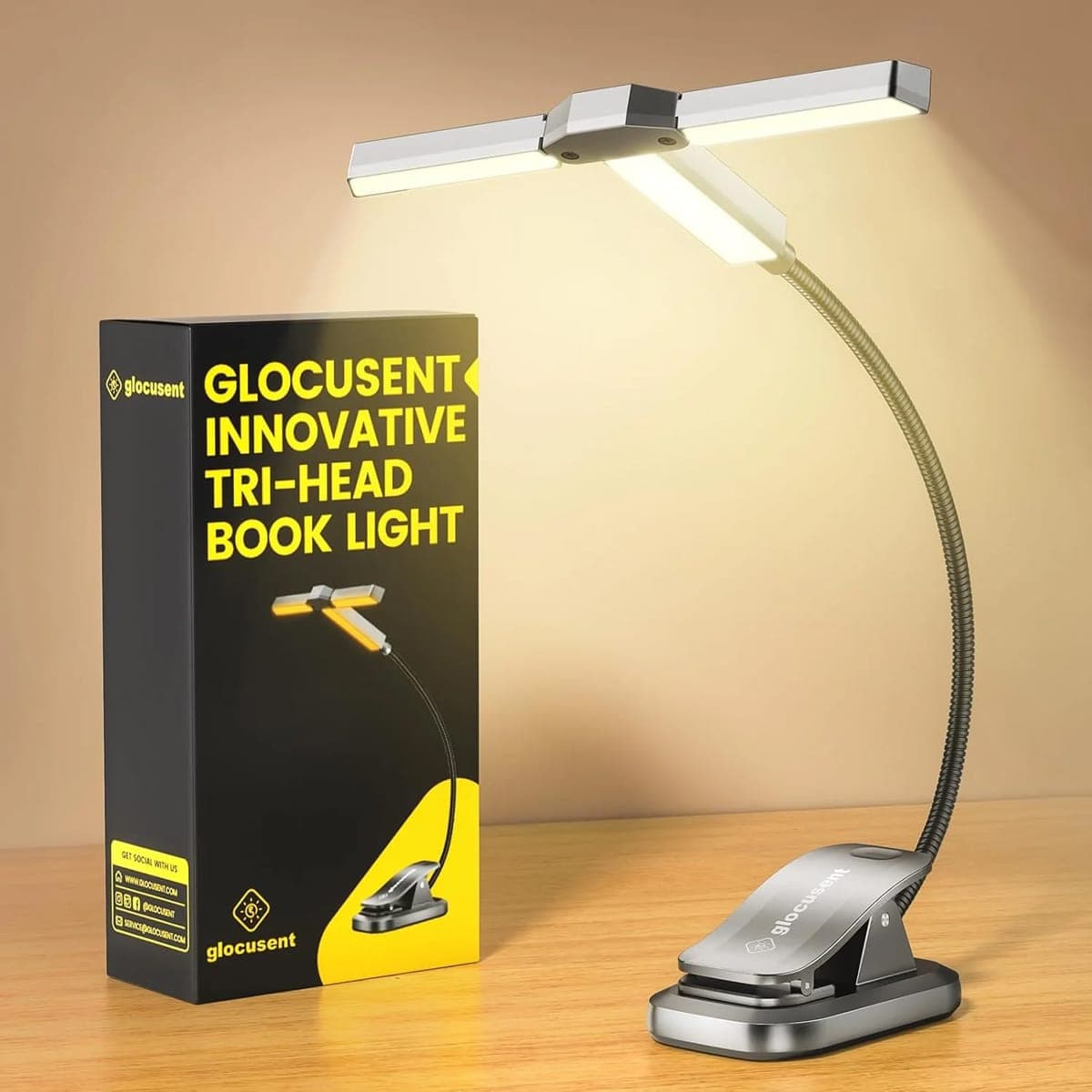 GLOCUSENT LED φακός διαβάσματος GLCSNTA2301, επαναφορτιζόμενος, έως 50lm, γκρι 7