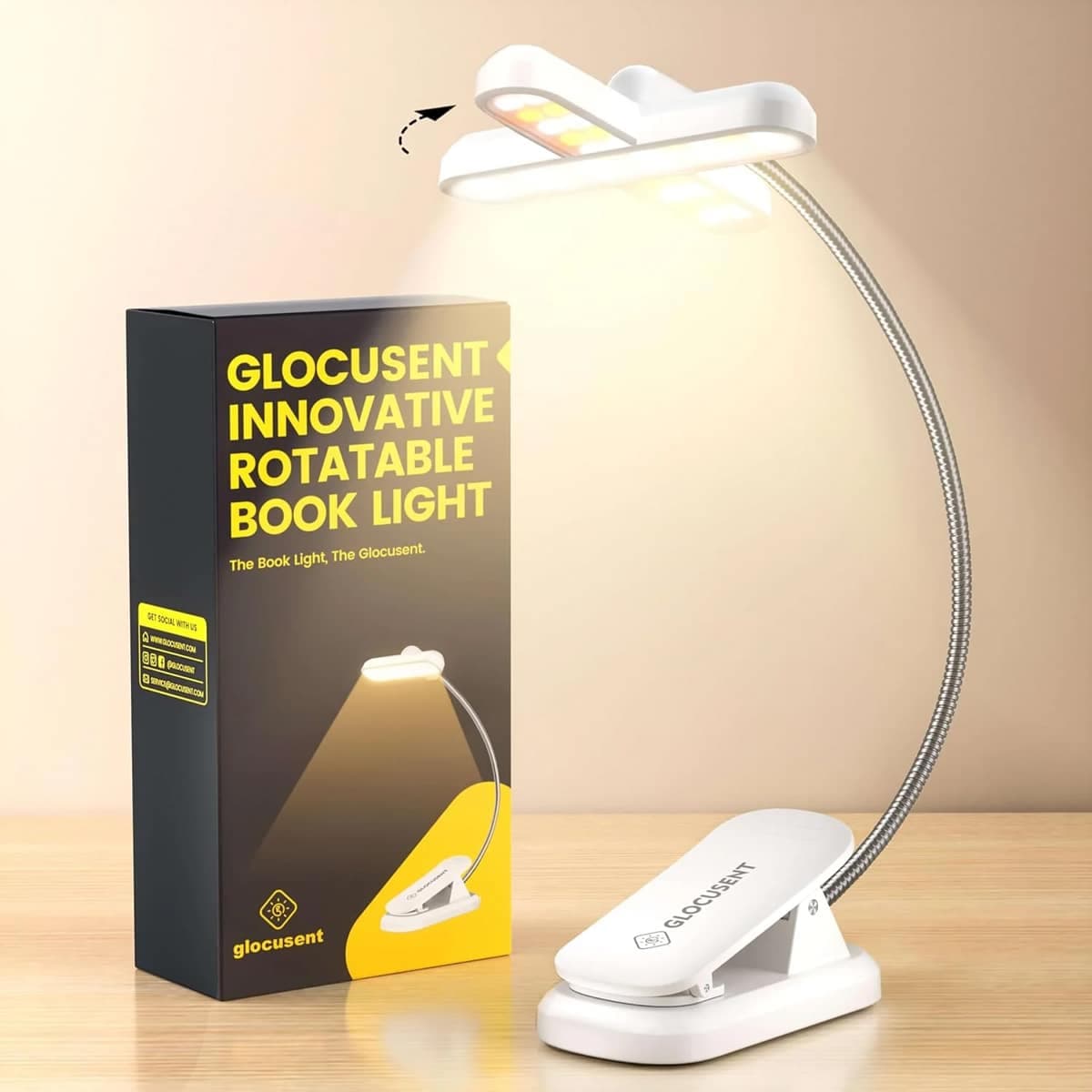 GLOCUSENT LED φακός διαβάσματος GLCSNTA2404, επαναφορτιζόμενος, έως 60lm, λευκός 5
