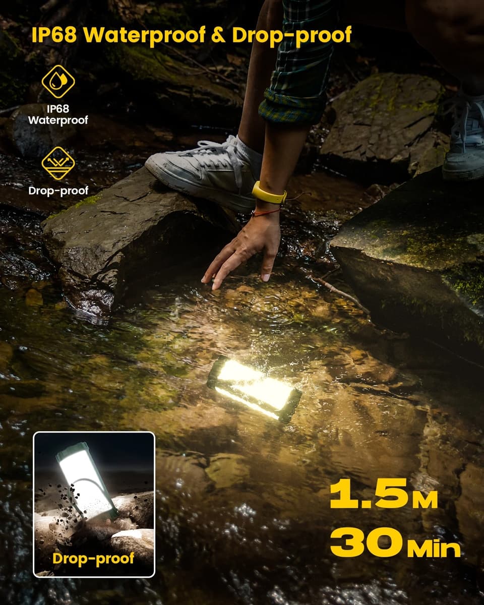 GLOCUSENT LED φανάρι GLCSNTCL001G, επαναφορτιζόμενο, έως 1200lm, IP68, πράσινο 5