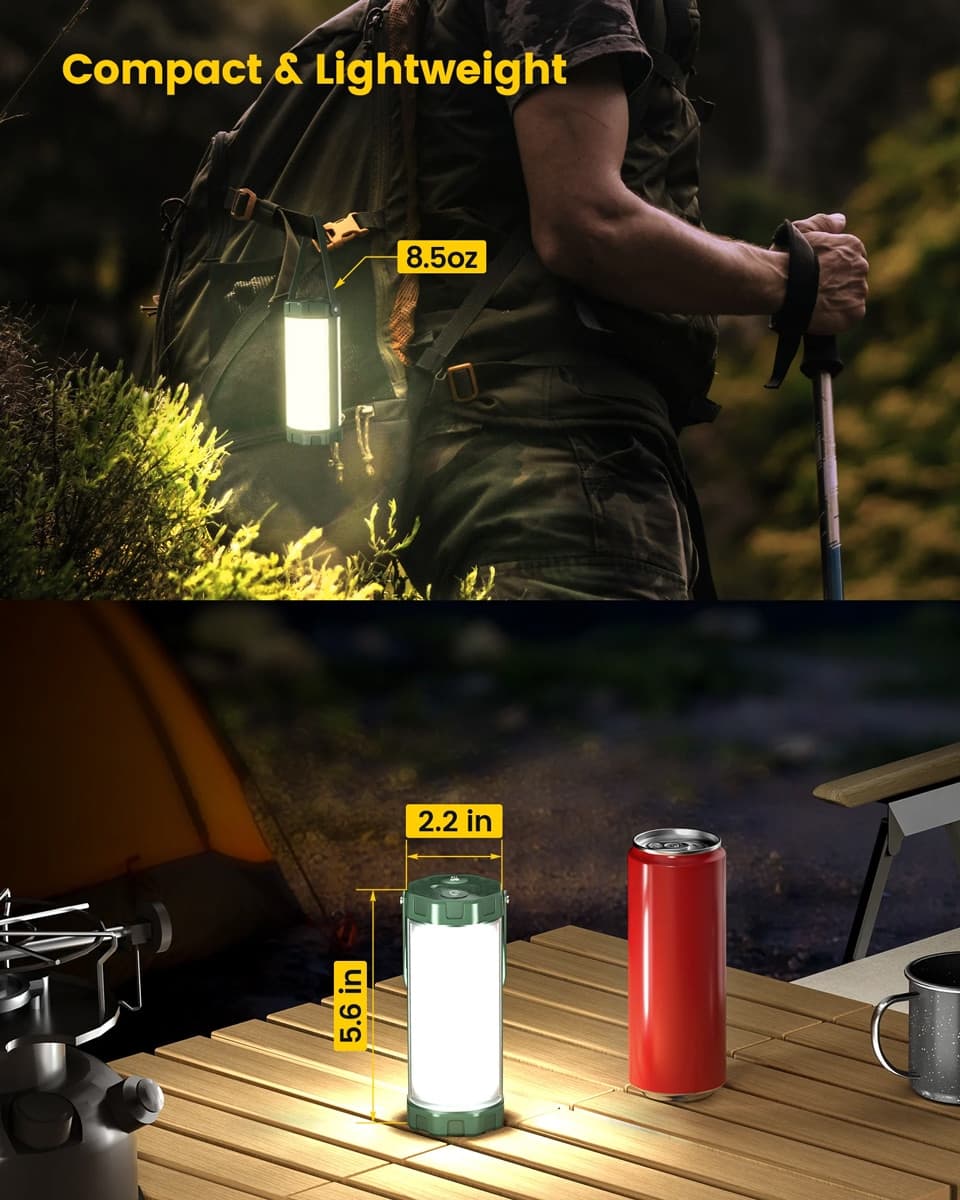 GLOCUSENT LED φανάρι GLCSNTCL001G, επαναφορτιζόμενο, έως 1200lm, IP68, πράσινο 6