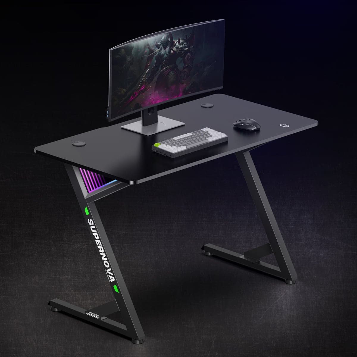 BRATECK gaming γραφείο GMD14-1 με RGB φωτισμό, 120x60x75cm, μαύρο 2