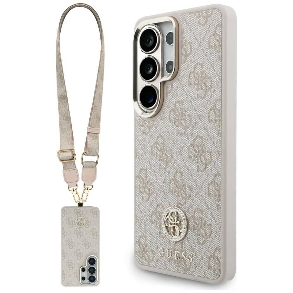 Guess 4G Big Rhinestone Triangle Strap - θήκη για Samsung Galaxy S26 Ultra - Ροζ