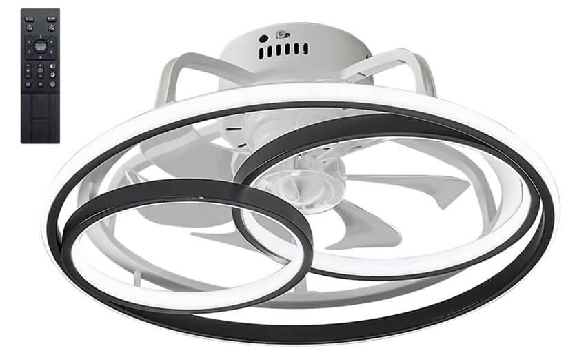 POWERTECH ανεμιστήρας οροφής HLL-0108 με LED φως, 50W, Φ50x21cm, μαύρος