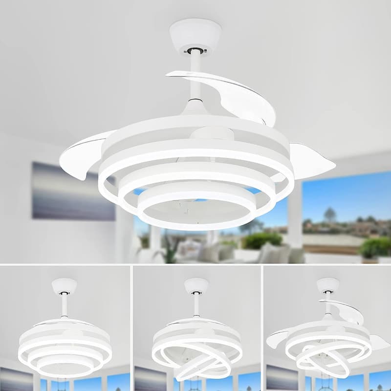POWERTECH ανεμιστήρας οροφής HLL-0112 με LED φως, 72W, Φ106x50cm, λευκός 3