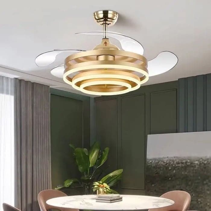 POWERTECH ανεμιστήρας οροφής HLL-0130 με LED φως, 72W, Φ106x50cm, χρυσός 2