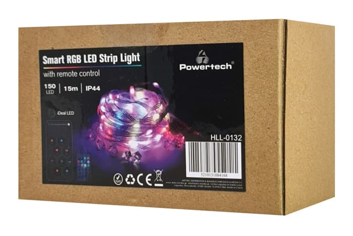POWERTECH smart LED καλωδιοταινία HLL-0132, RGB, IP44, Bluetooth, 15m 8