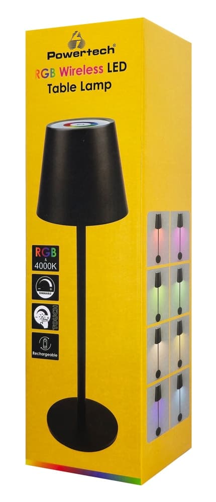 POWERTECH LED επιτραπέζιο φωτιστικό HLL-0195, RGB, ρυθμιζόμενο, επαναφορτιζόμενο, μαύρο 5