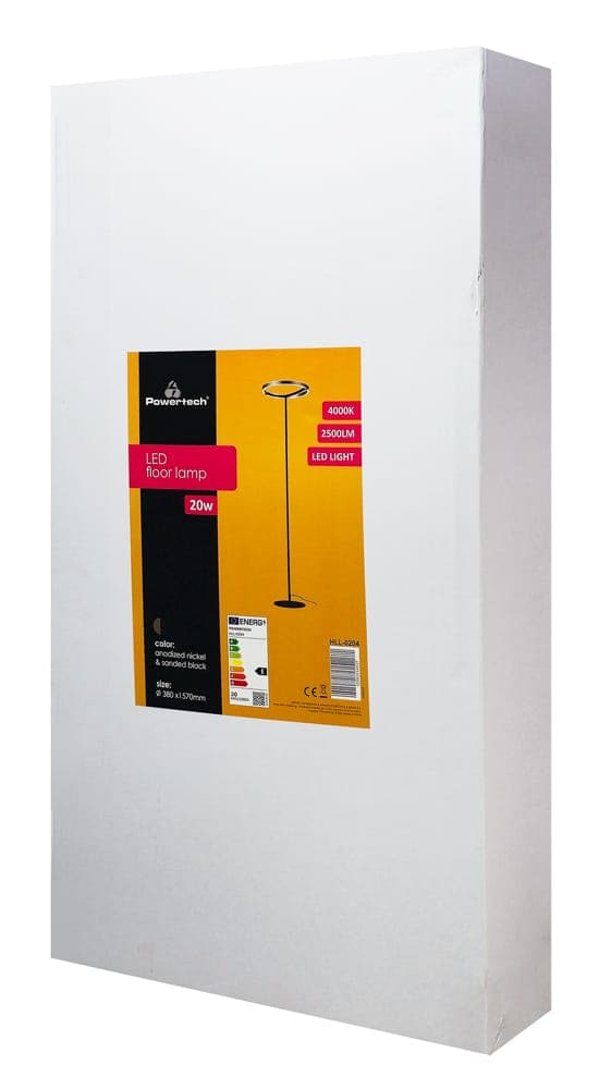 POWERTECH LED φωτιστικό δαπέδου HLL-0204, 42W, 4000K, Φ38x157cm, ασημί/μαύρο 6