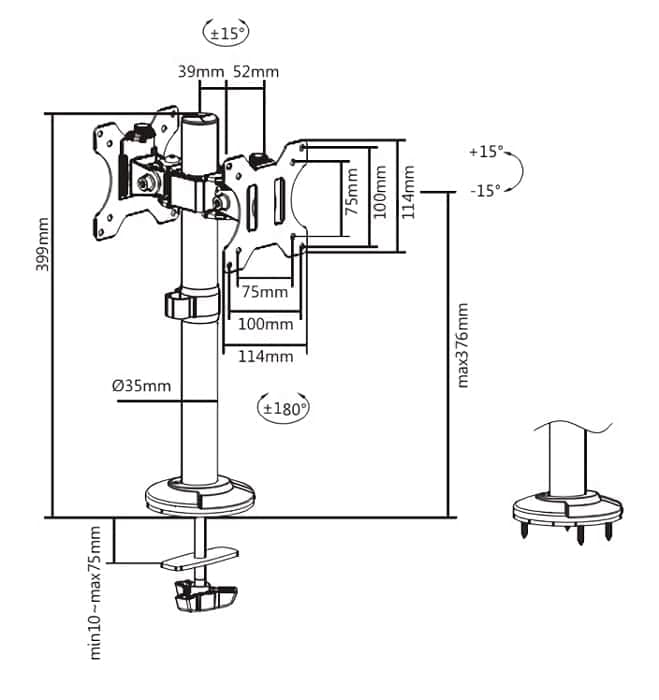 BRATECK βάση γραφείου για 2x οθόνες LDT40-G02, 17-32", έως 8kg 5