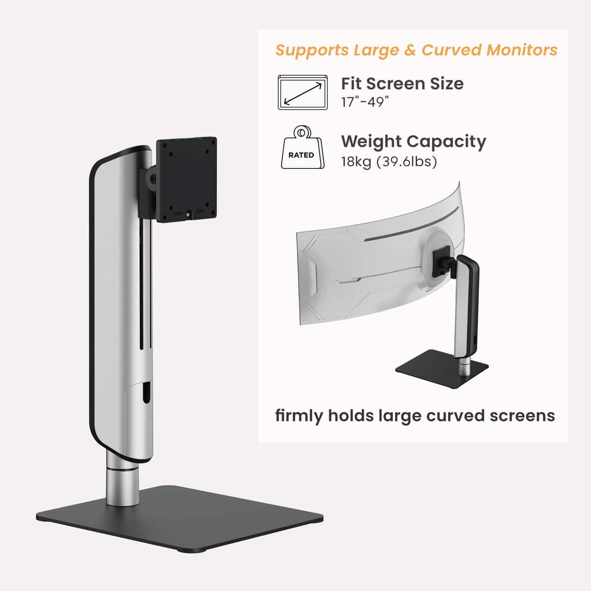 BRATECK βάση γραφείου οθόνης LDT70-T01, 17-49", έως 18kg, heavy duty 4