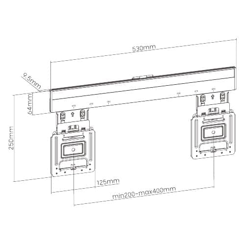 BRATECK επιτοίχια βάση τηλεόρασης LED-1944, 32-65", έως 75kg, ultra slim, fixed 5