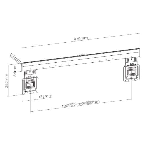 BRATECK επιτοίχια βάση τηλεόρασης LED-1948, 43-100", έως 75kg, ultra slim, fixed 7