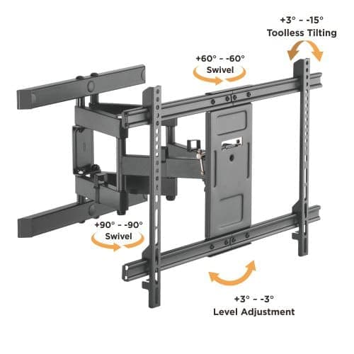 BRATECK επιτοίχια βάση τηλεόρασης LPA61-466, 37-80", έως 60kg, full motion 4