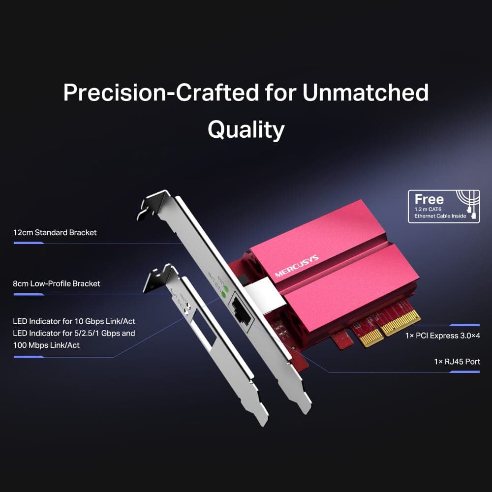 MERCUSYS κάρτα επέκτασης δικτύου PCIe σε RJ45 MA510E, 10Gbps, V1.0 7