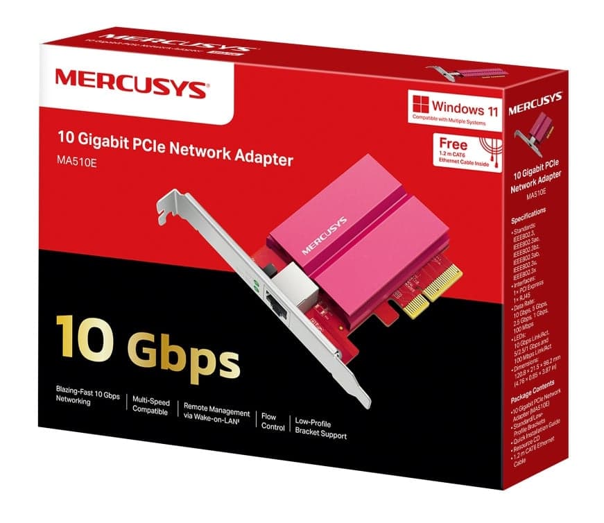 MERCUSYS κάρτα επέκτασης δικτύου PCIe σε RJ45 MA510E, 10Gbps, V1.0 9