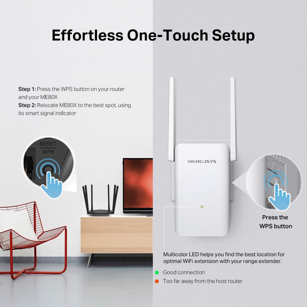 Επέκταση εμβέλειας MERCUSYS ME80X, WiFi 6, 3000Mbps AX3000, V1.0 6