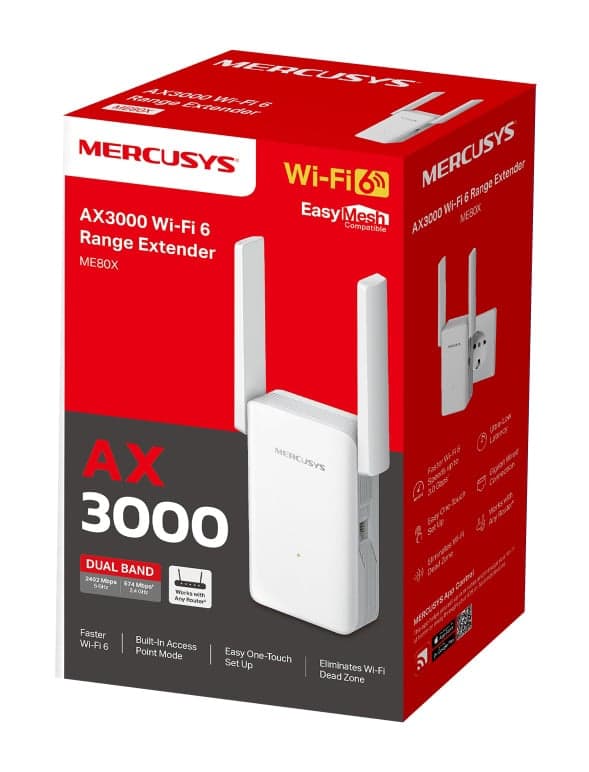 Επέκταση εμβέλειας MERCUSYS ME80X, WiFi 6, 3000Mbps AX3000, V1.0 10