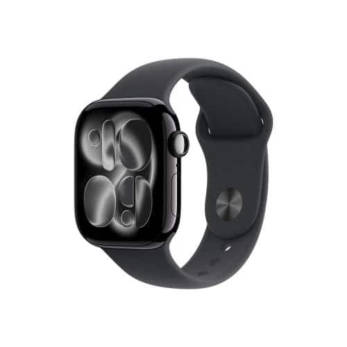 Apple Watch Series 11 (2025) GPS 42mm Jet Black Θήκη αλουμινίου, Μαύρο Αθλητικό Μπρασελέ S/M EU MEQT4QL/A