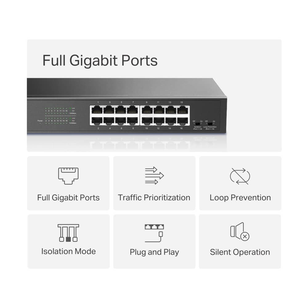 MERCUSYS επιτραπέζιος/rack mount switch MS116GS, 16x Gigabit θυρές, V1.0 7