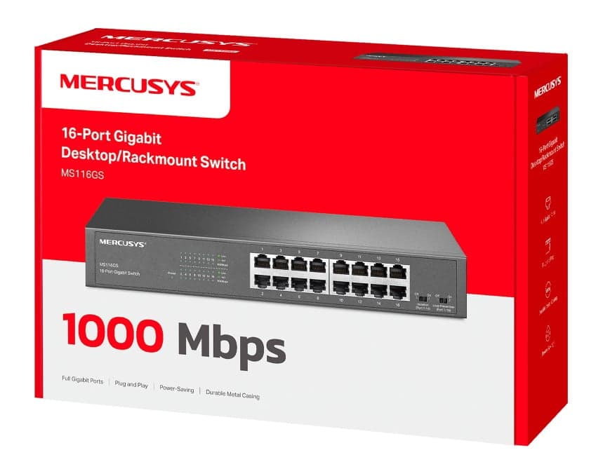 MERCUSYS επιτραπέζιος/rack mount switch MS116GS, 16x Gigabit θυρές, V1.0 8