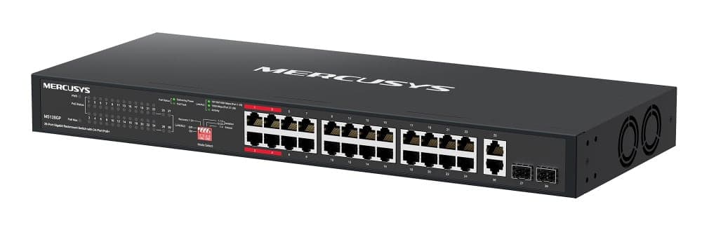 MERCUSYS rackmount switch MS128GP, 28x Gigabit θύρες, PoE+, V1.0 3