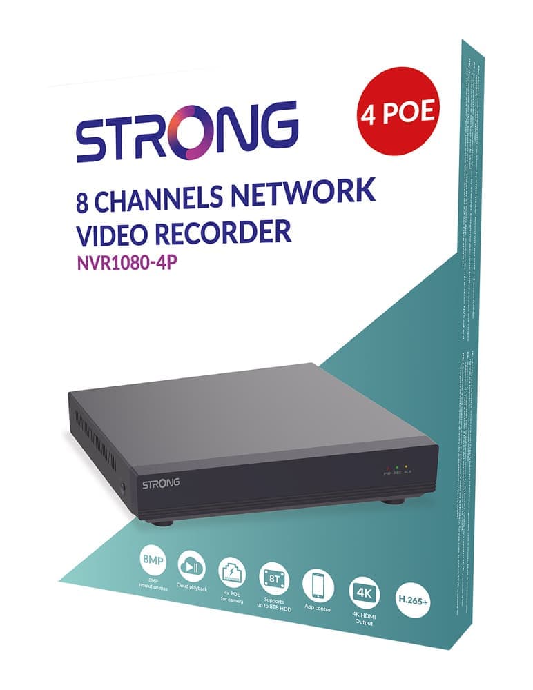 STRONG NVR καταγραφικό NVR1080-4P, 8MP/4K, H.265+, 4 PoE κανάλια 5