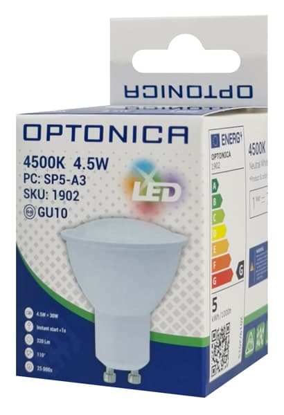 OPTONICA LED λάμπα spot 1902, 4.5W, 4500K, GU10, 320lm 2