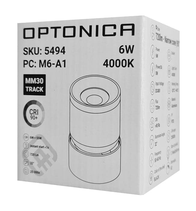 OPTONICA LED μαγνητικό φωτιστικό 5494, 6W, 4000K, μεταλλικό, μαύρο 2