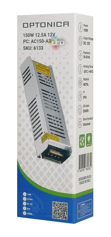 OPTONICA τροφοδοτικό LED καλωδιοταινίας 6133, 150W, 12V/12.5A 3