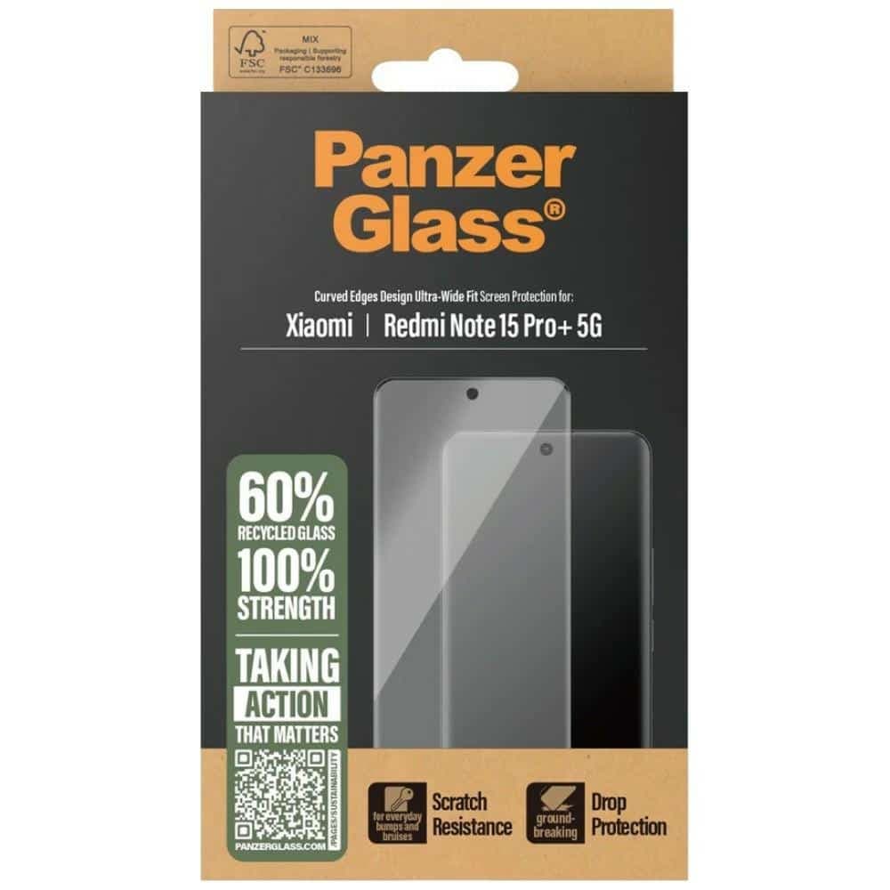 PanzerGlass εξαιρετικά φαρδύ σκληρυμένο γυαλί για Xiaomi Redmi Note 15 Pro+ 5G 4