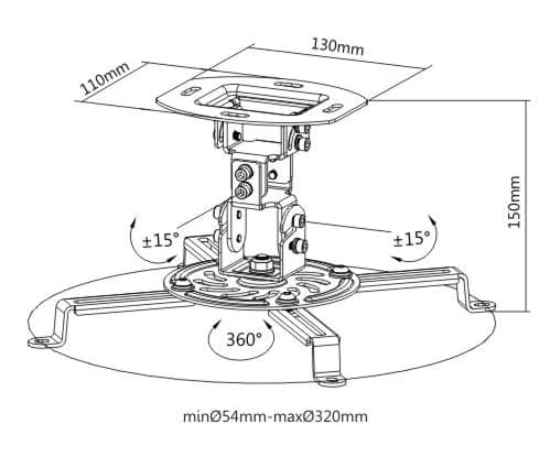 BRATECK Βάση για projectors PRB-18F, οροφής, 360° περιστροφή, έως 13.5kg 3