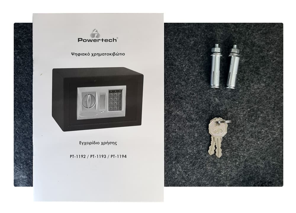 POWERTECH χρηματοκιβώτιο ασφαλείας PT-1192, ψηφιακό κλείδωμα, 31x20x20cm, 6.5kg 6