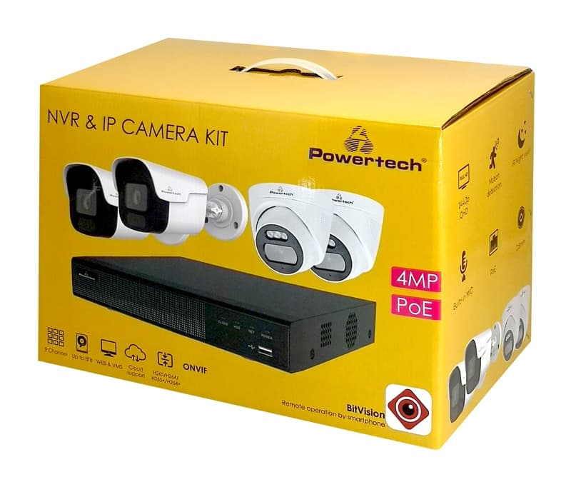 POWERTECH NVR καταγραφικό με 4 κάμερες PT-1233, 4K, 4MP, 9 κανάλια 7