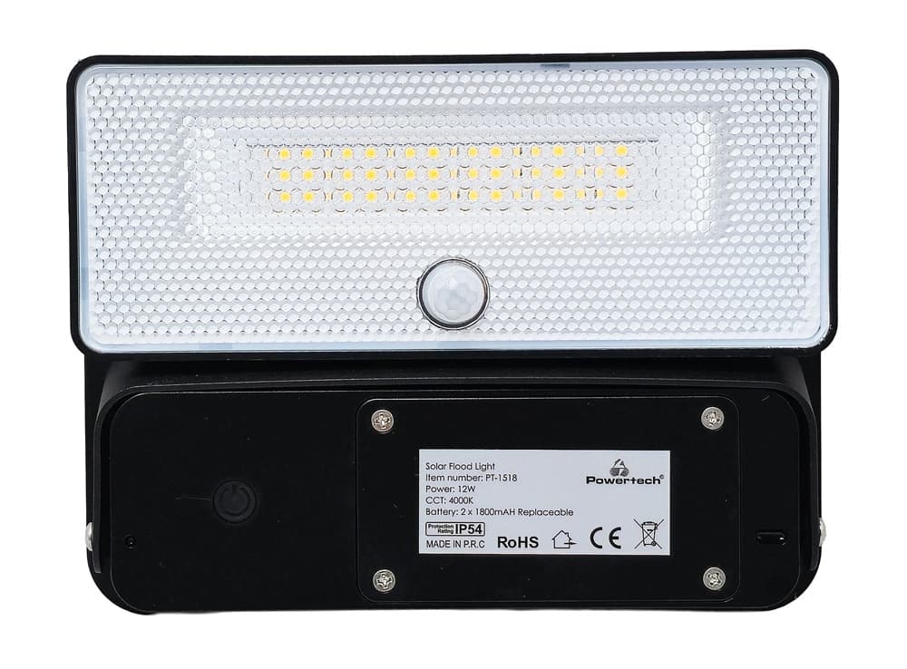 POWERTECH LED ηλιακό φωτιστικό PT-1518 με αισθητήρα κίνησης, 12W, 3600mAh, μαύρο 3