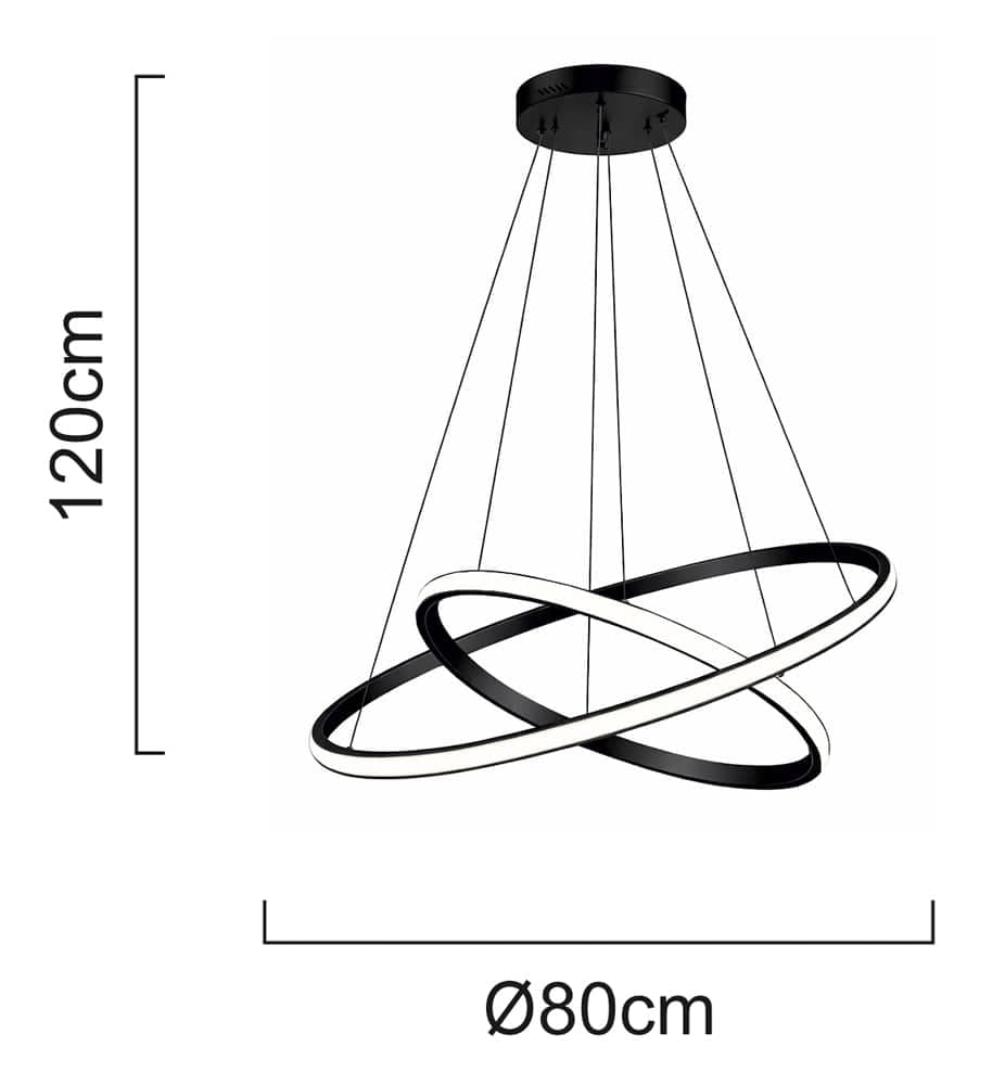 POWERTECH LED φωτιστικό οροφής PT-1529, 60W, 4000K, Φ80x120cm, μαύρο 4