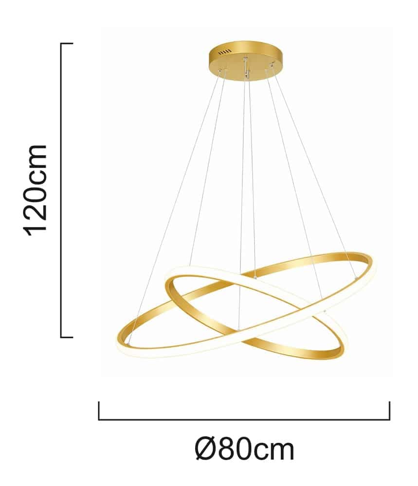 POWERTECH LED φωτιστικό οροφής PT-1530, 60W, 4000K, Φ80x120cm, χρυσό 4