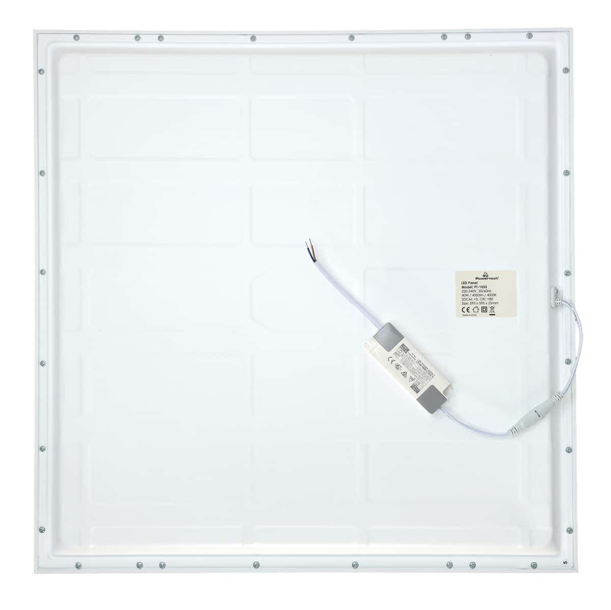 POWERTECH LED panel ψευδοροφής PT-1533, 40W, 59.5x59.5cm, τετράγωνο, 4000K, 4000lm, λευκό 3