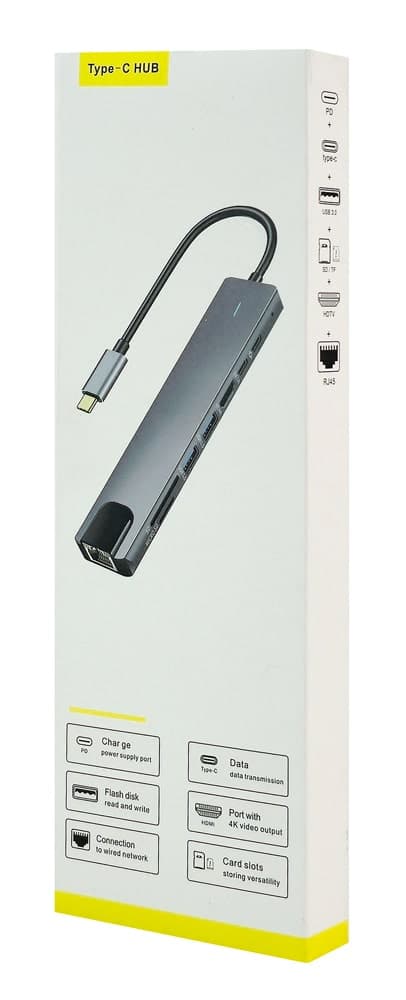 POWERTECH docking station PT-1537, 8 θυρών, USB-C σύνδεση, 100W PD, 1000Mbps, γκρι 3