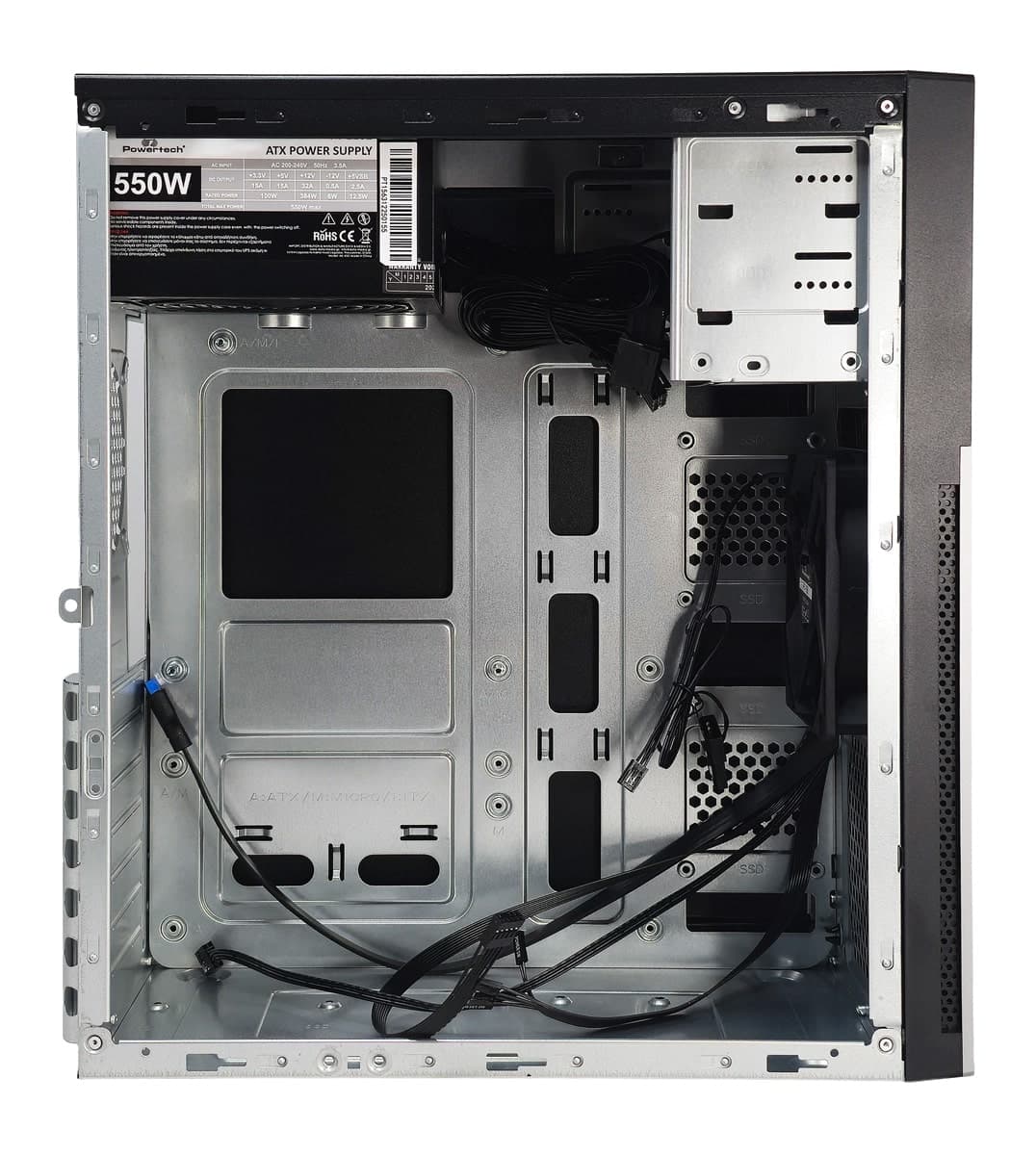 POWERTECH PC Case PT-1563 με 550W PSU, ATX Midi, 376.6x175x408.5mm, μαύρο 2